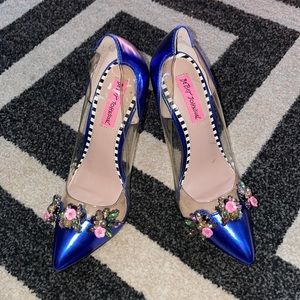 Betsy Johnson metallic blue heels, size 7 worn once
